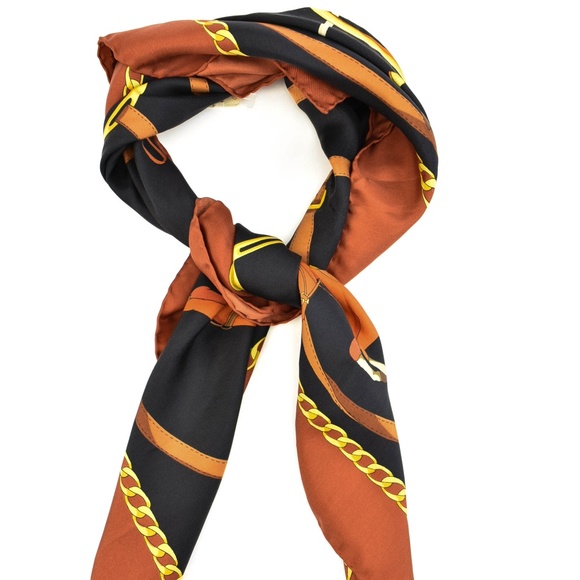 Gucci Black/Red/Gold Equestrian & Logo Silk Scarf - Picture 2 of 8